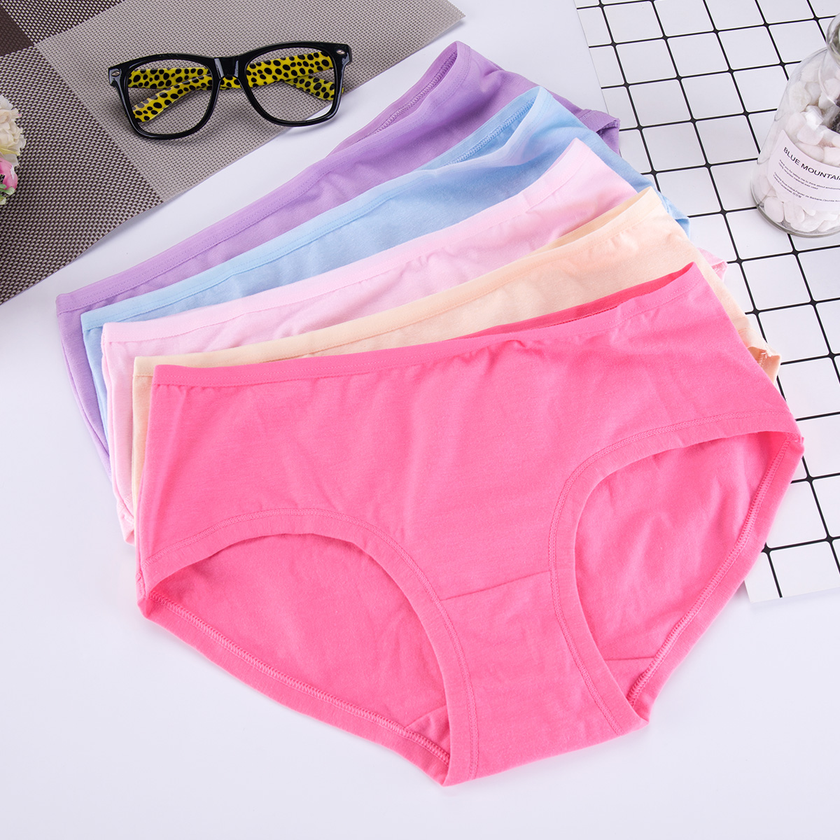 都市丽人5条装 简约无痕多色组合女士内裤2k6318 视频