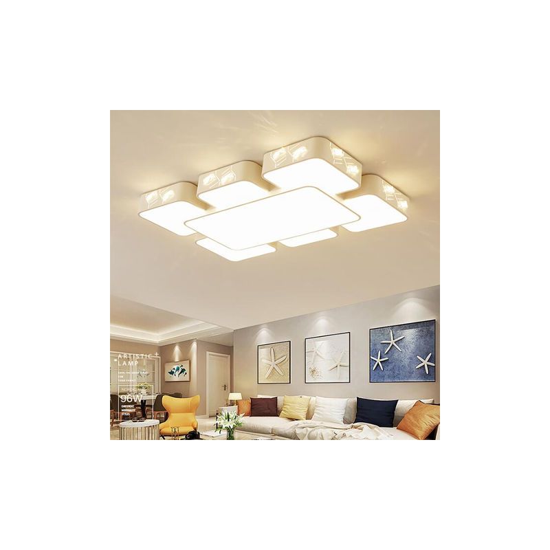 全屋灯具2020新款简约现代三室两厅套装灯客厅灯led吸顶灯长方形|LED单独白光 山峰50*50cm36瓦