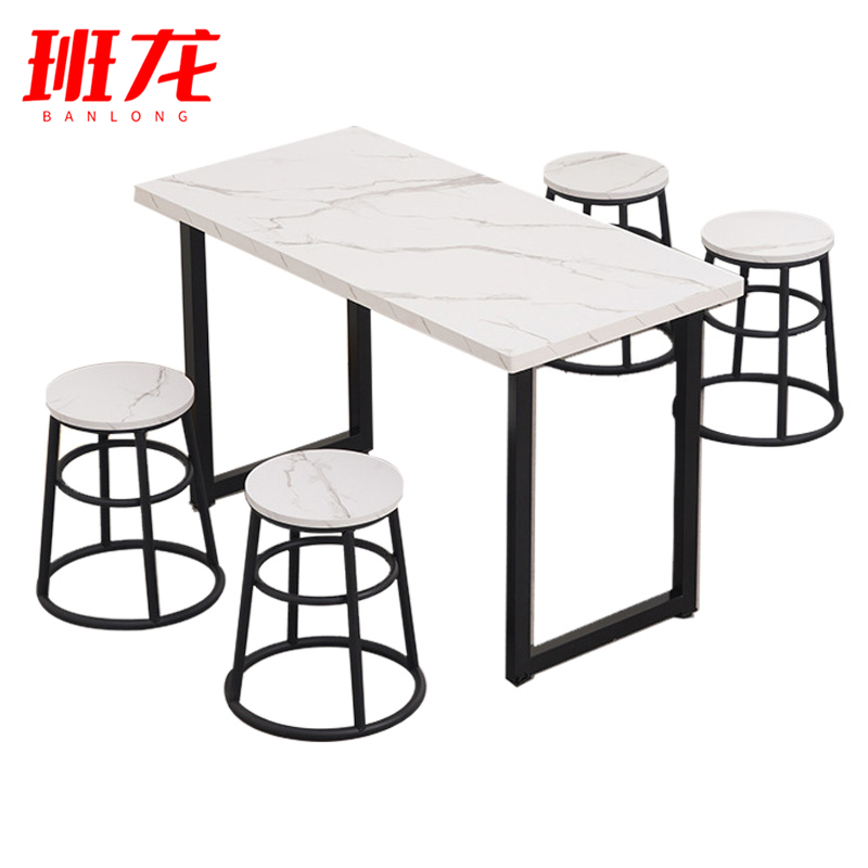 班龙餐桌一桌四凳白色套高清大图