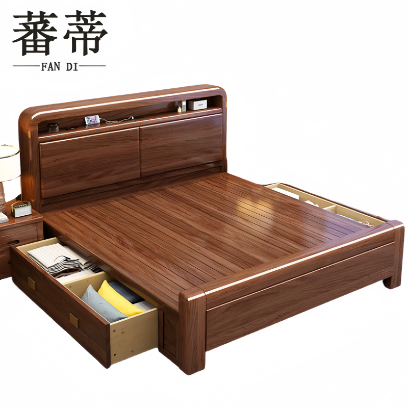 蕃蒂1.8米床带床垫组高清大图