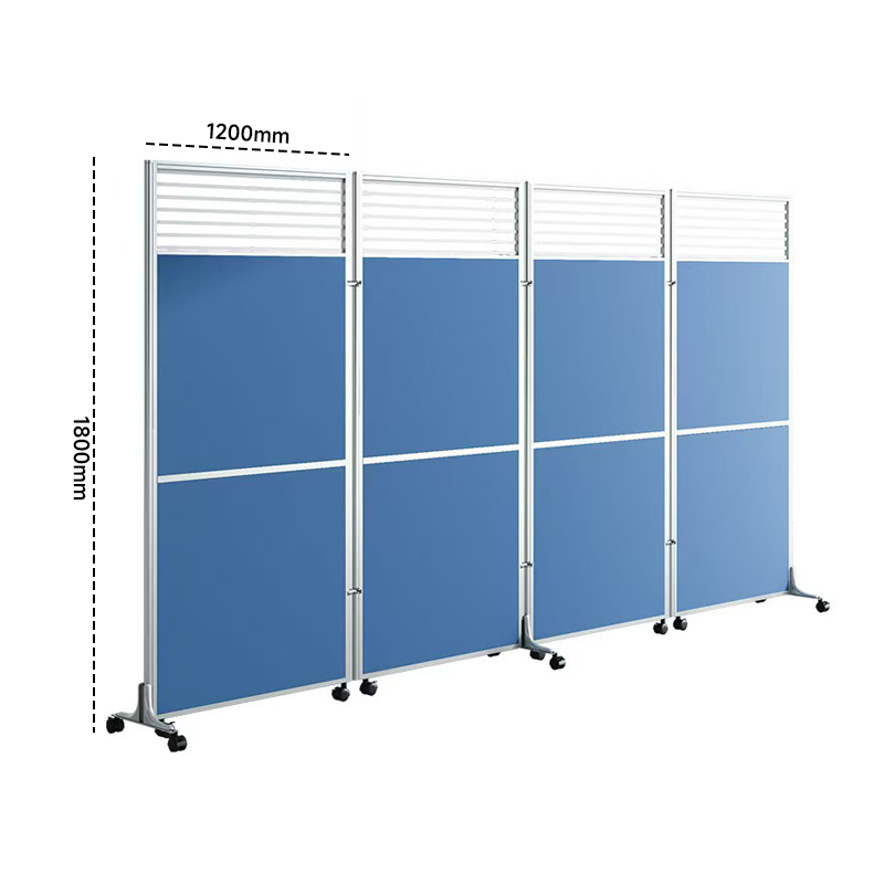 苏宁 质凡 办公室屏风隔断活动挡板可折叠移动(板式+玻璃)/ZF-GD007/1.2米宽*1.8米高