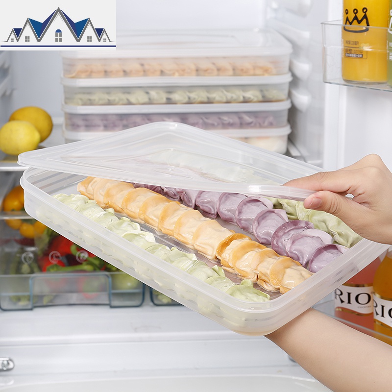 多层家用不分格放饺子的速冻盒冰箱保鲜收纳冷冻带盖装馄饨水饺盒 三维工匠高清大图