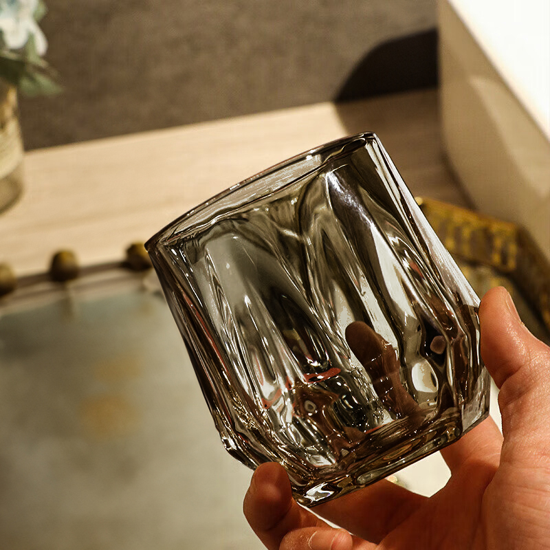 千里谷KLG-SKB02烟灰六角玻璃杯(计价单位:个)烟灰色高清大图