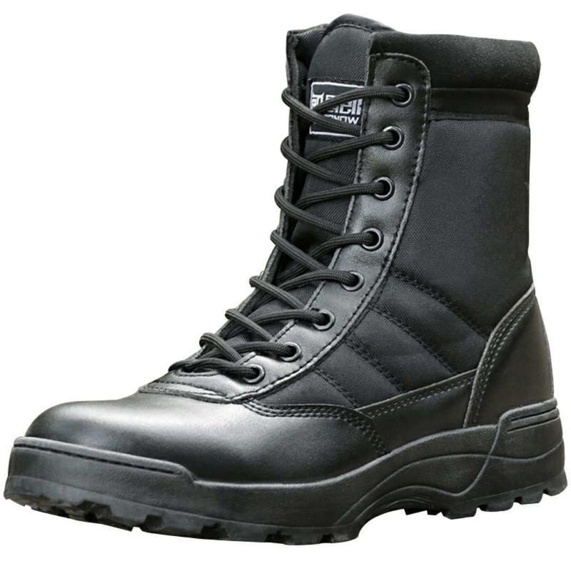 黑色作战靴单靴36码户外军靴男特种兵作战靴秋冬季沙漠靴战术靴高帮