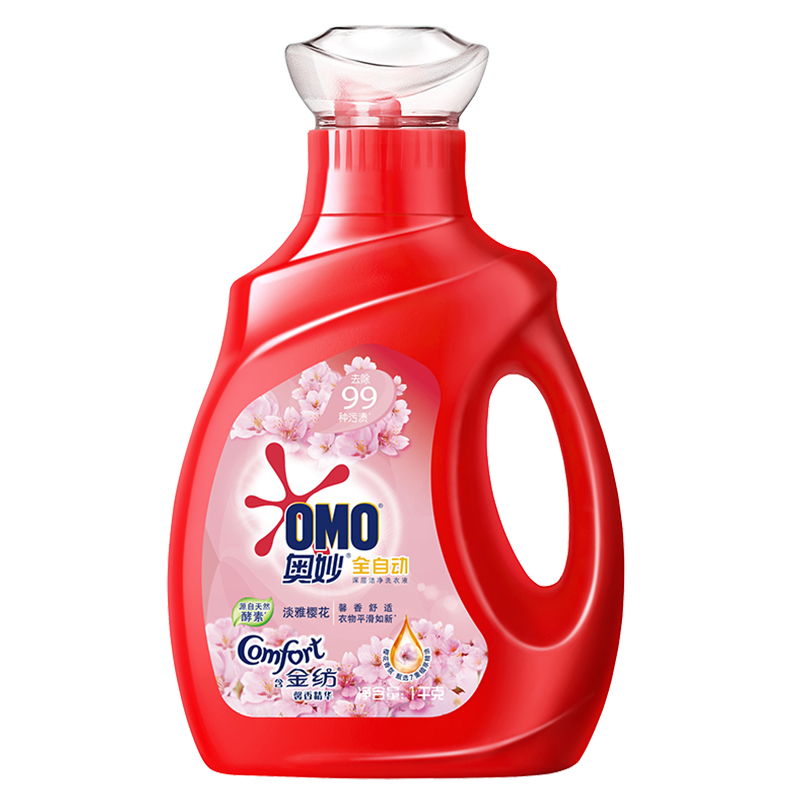 奥妙(OMO) 全自动深层洁净洗衣液1kg 含金纺馨香精华 淡雅樱花(新老包装随机发货)[联合利华]高清大图