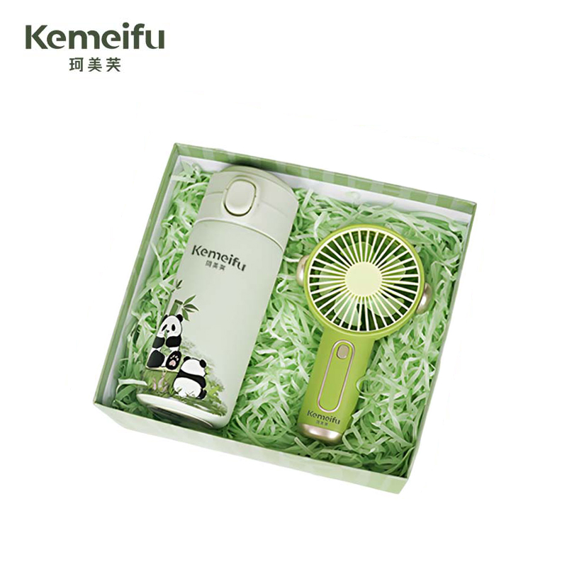珂美芙 304不锈钢保温杯+风扇商务礼盒 绿色320ml 套