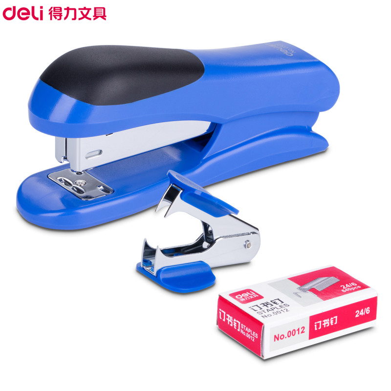 得力(deli)0355办公组合套装(起订器+订书针+订书机) 订书机 订书器 装订机 颜色随机 订书机高清大图