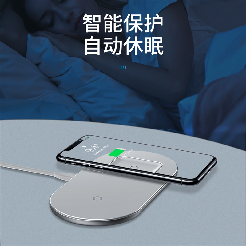 倍思无线充电器苹果15W快充手机耳机二合一iPhone万能通用耳机白色WXJK-02