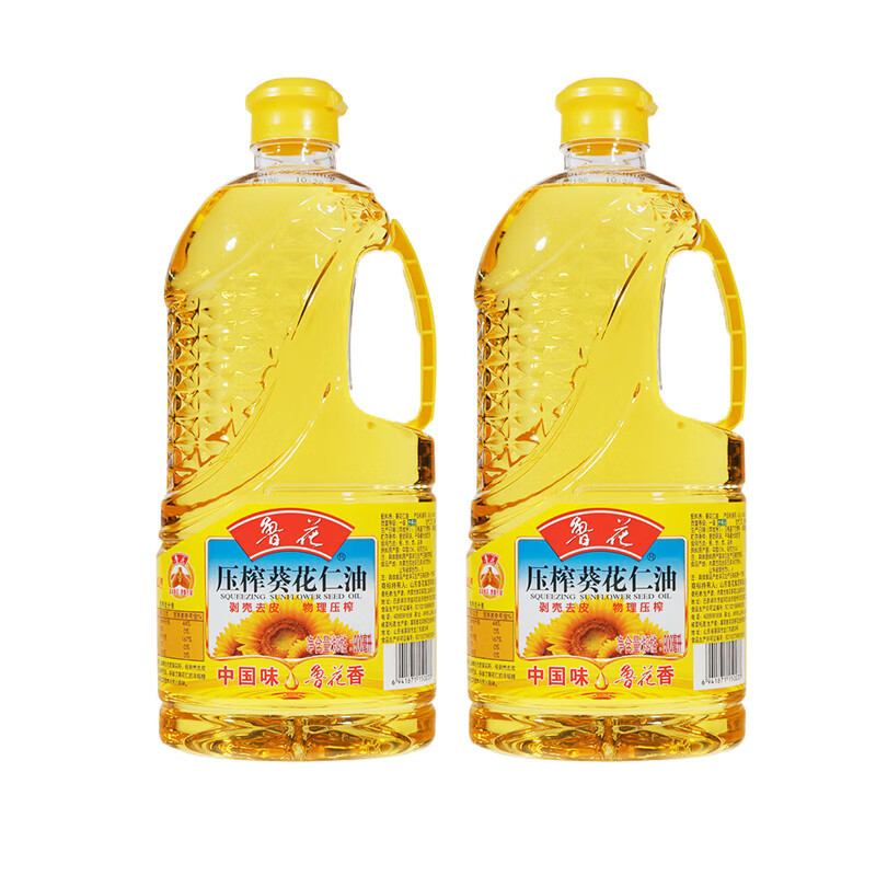 鲁花 压榨葵花仁油900ml*2瓶 剥壳去皮压榨 葵花籽油