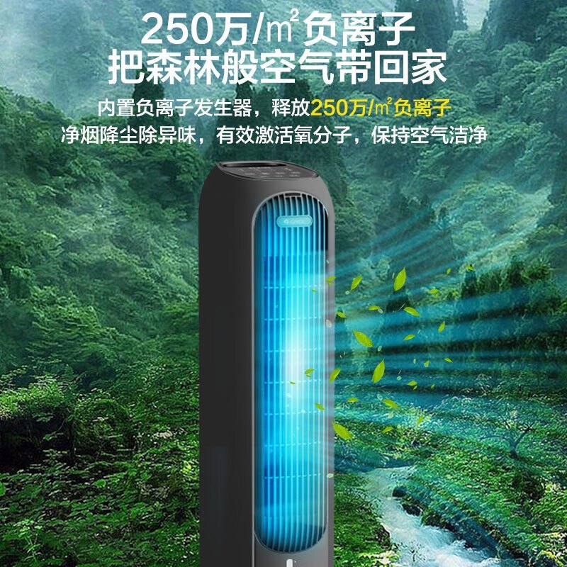 格力冷暖两用一体机风扇负离子加湿4升水箱定时冷暖两用远程遥控塔扇 KS-04S66RDg(黑)