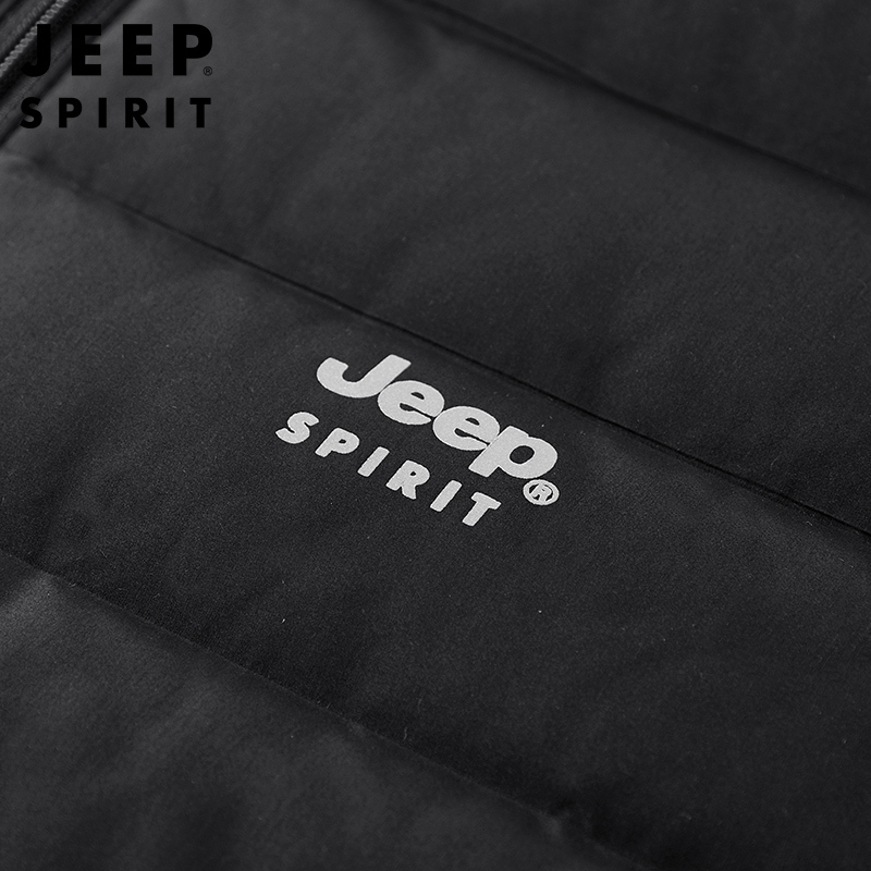 JEEP SPIRIT防钻绒羽绒服男秋冬新款无缝连帽保暖白鸭绒保暖外套