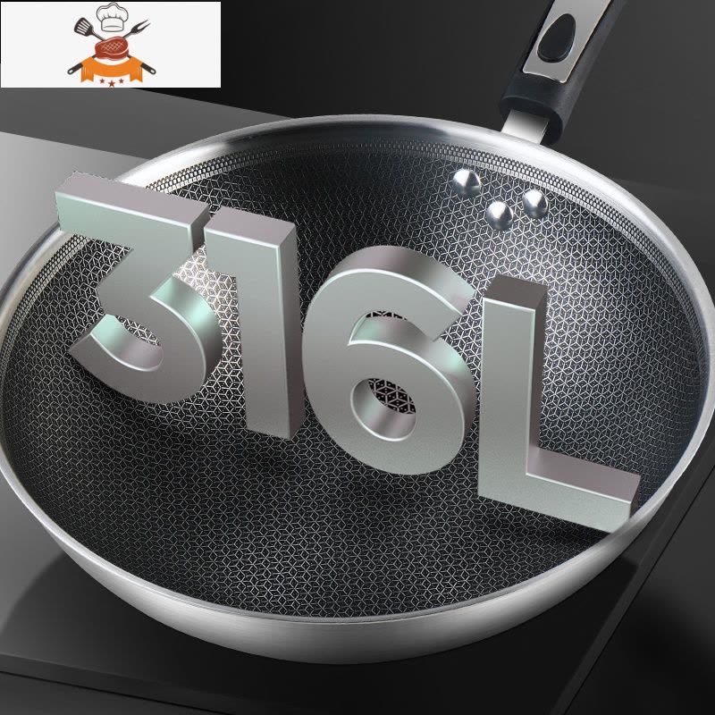 不粘锅炒锅家用316不锈钢炒菜锅无油烟电磁炉煤气灶用炒锅 敬平 30cm,316L双面屏标准款图片