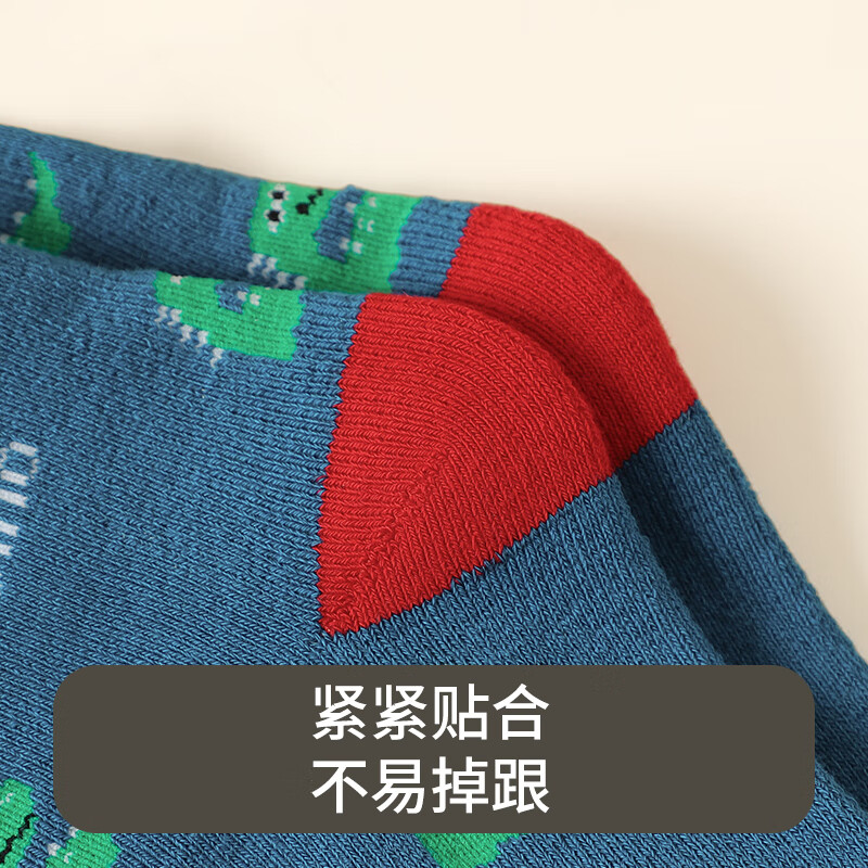 浪莎儿童加厚袜子冬季加绒毛圈袜青少年初高中生消臭棉袜男童5双 恐龙 5双 鞋码31-35码脚长20-22cm7-9岁高清大图