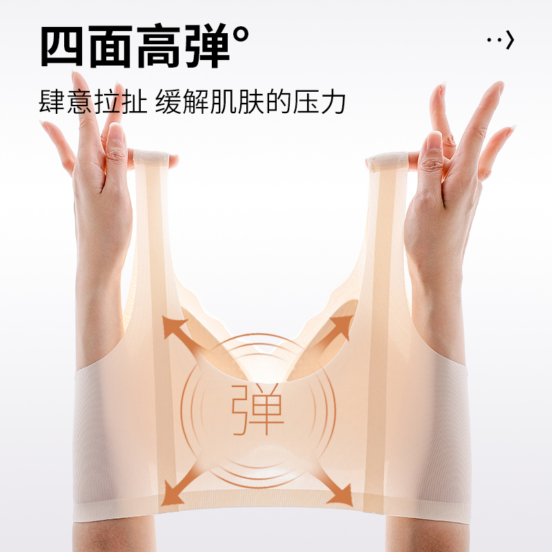 猫人内衣女夏季超薄款零感透气提拉小胸聚拢固定被全罩杯背心式文胸高清大图