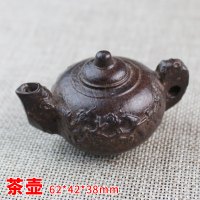 天然皮灰木雕手把件越南土沉香木皮黑文玩核桃葫芦貔貅狮子头招财 7号茶壶