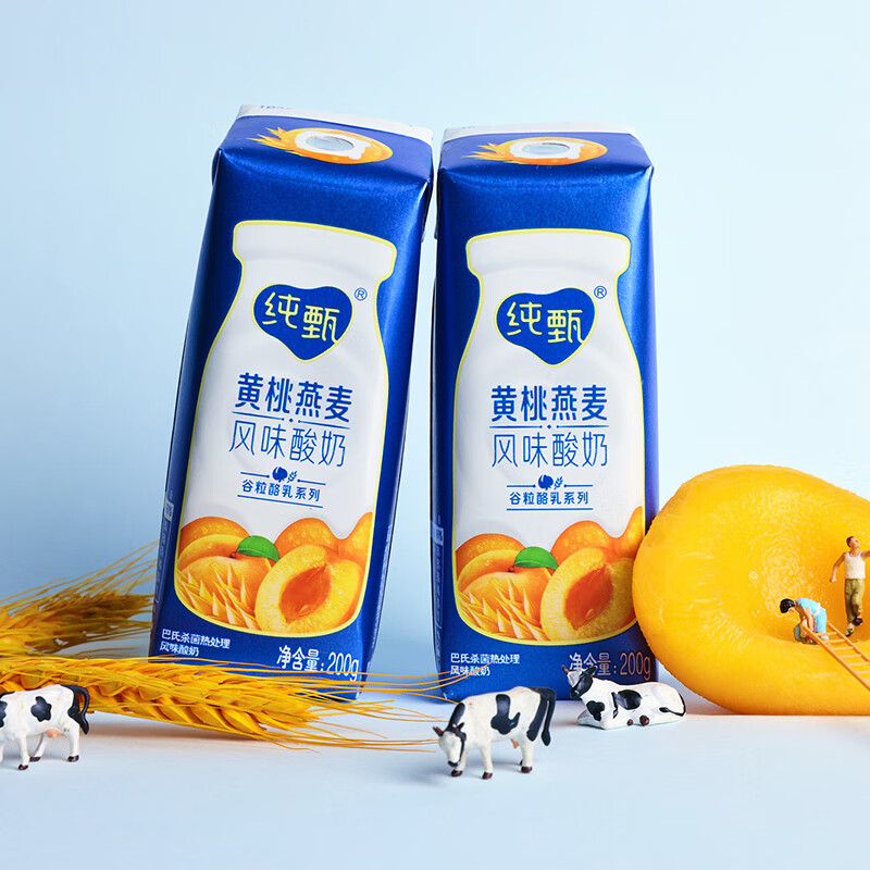 蒙牛纯甄风味酸牛乳黄桃燕麦味康美笑脸包200g×10包(礼盒装)高清大图