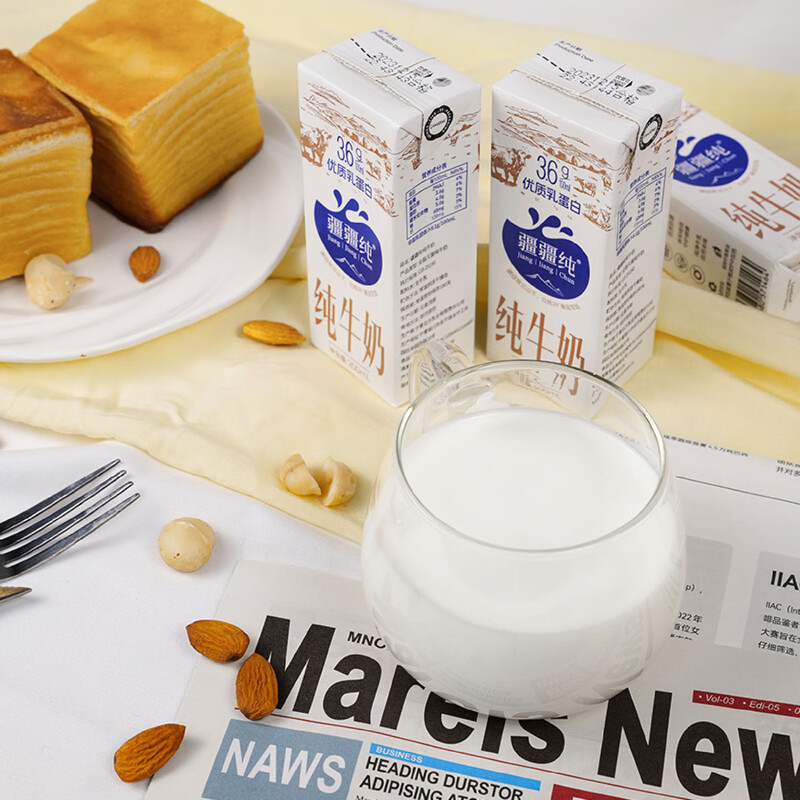 疆疆纯纯牛奶200ml*10盒3.6g优质乳蛋白成人儿童学生营养早餐奶高清大图