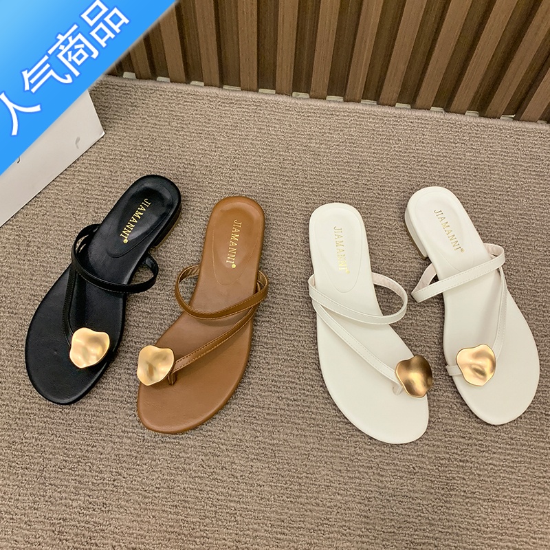 SUNTEK半拖凉鞋女士外穿外出2023年新款夏季韩系百搭仙女风夹趾小凉拖鞋高清大图