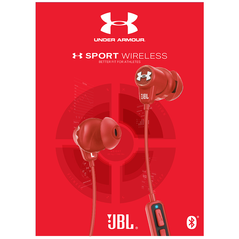 JBL UA升级版1.5安德玛无线蓝牙运动耳机跑步入耳塞式耳机 红色