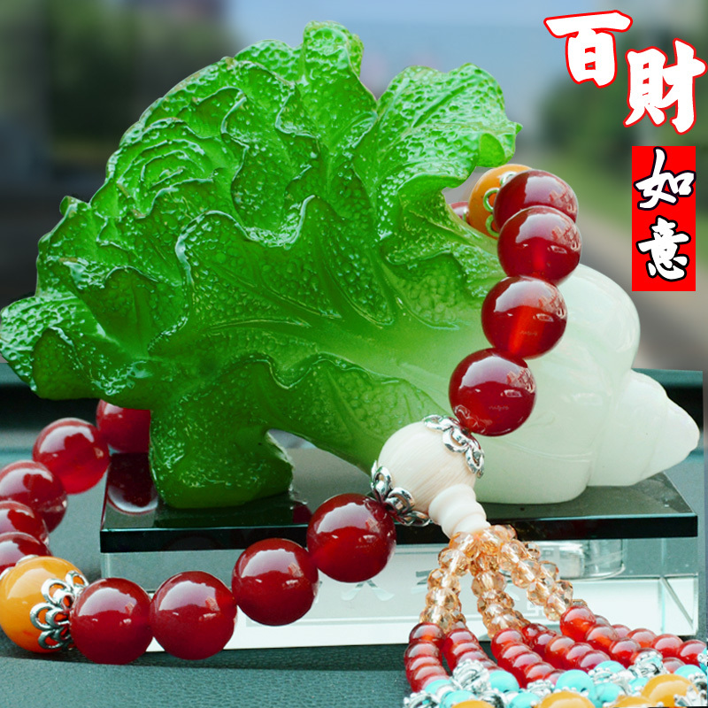 创意玉白菜汽车摆件如意水晶白菜汽车香水座车载车用车内装饰用品