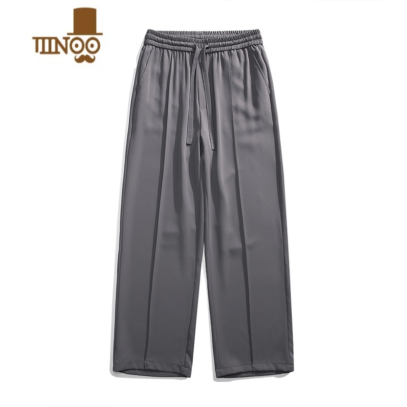 YANXU裤子男款2023百搭休闲裤美式潮牌男生西裤宽松阔腿直筒长裤 深灰色 5XL