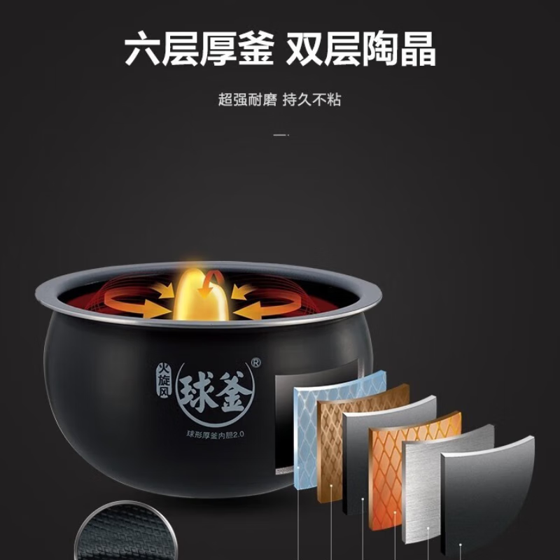 苏泊尔(SUPOR) 电饭煲4L球釜多功能触控一键柴火饭SF40FC77高清大图