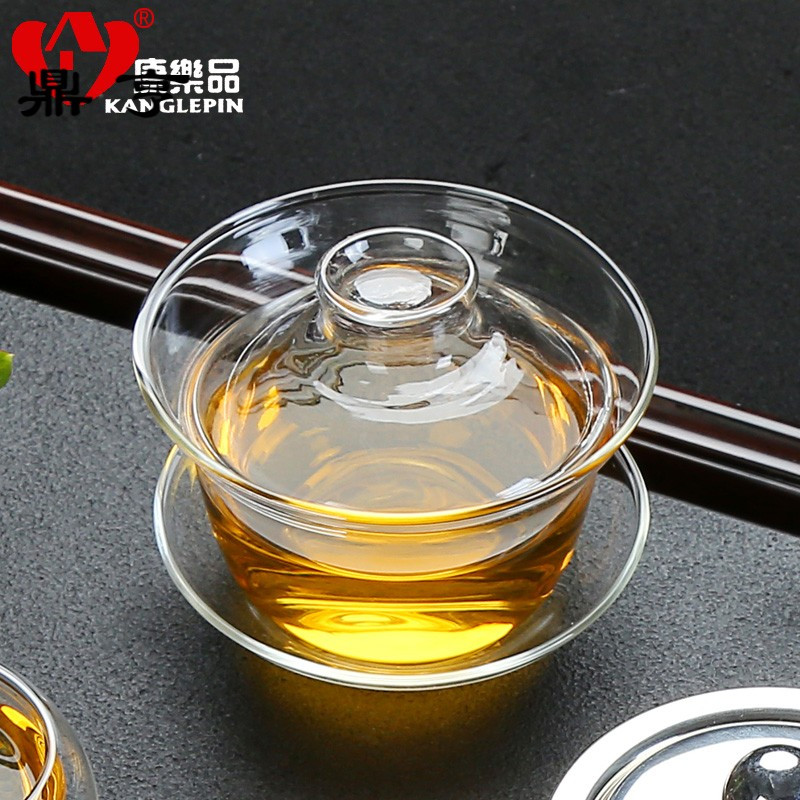 鼎亨透明玻璃盖碗茶杯功夫茶具泡茶杯壶耐热家用加厚三才盖碗茶道