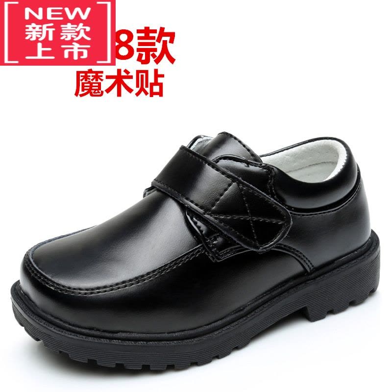 可莉允男童皮鞋黑色儿童演出鞋系带英伦风花童中小学生表演礼仪主持运动休闲鞋图片