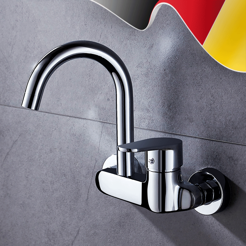 全铜厨房冷热水龙头入墙式双孔双把洗衣槽洗衣台阳台洗衣池水龙头