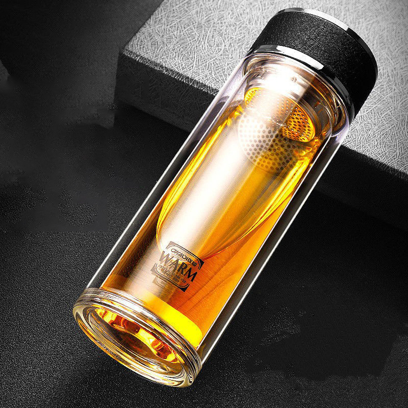 企采严选华象双层水晶玻璃杯耐热加厚水杯大容量男泡茶杯