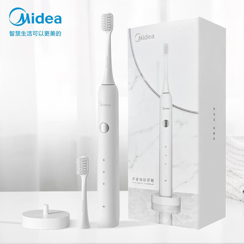 美的(Midea) MC-AJ0101 电动牙刷防水感应式充电牙刷 冰川白
