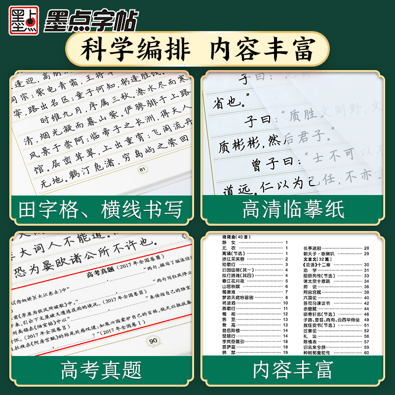 必背古诗文 [正版]2024新版 墨点字帖 高中必背古诗文72篇 硬笔书法练字钢笔正楷男生女生语文描红规范字体临摹练字帖高清大图
