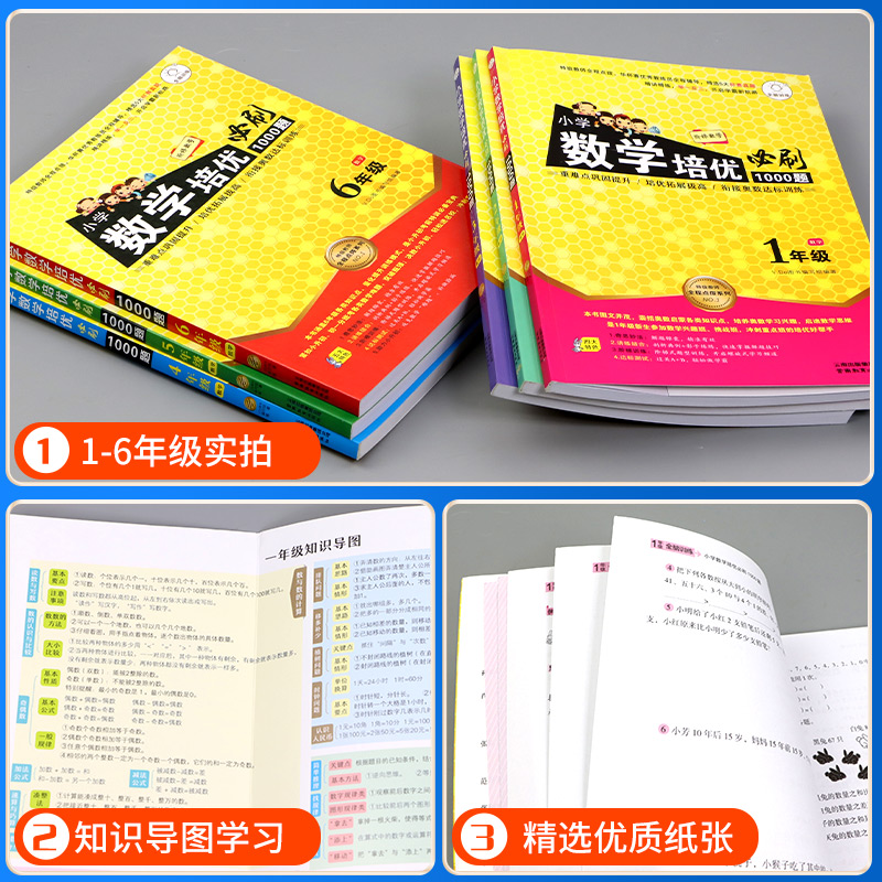 [共3本]学霸作文 写人+叙事+写景 小学三年级 [正版]小学数学培优必刷1000题一年级二年级三四五六年级上册下册人教高清大图