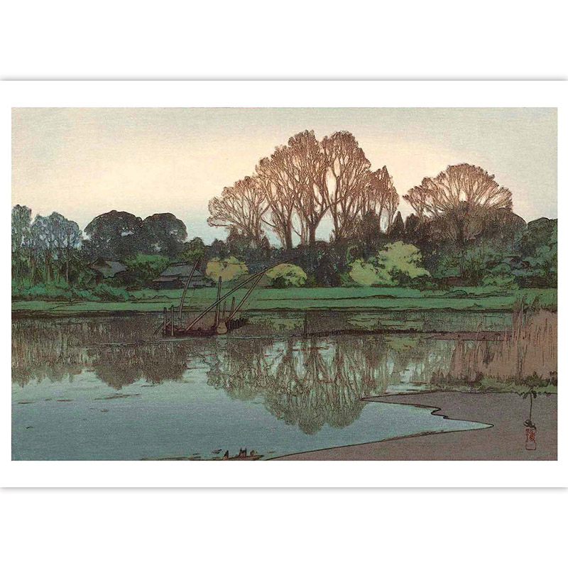 江涵秋影 [正版]江涵秋影 出类艺术明信片 近现代大师吉田博水风景版画选 日本画和风浮世绘版画作品 山水画创意 唯美日系高清大图