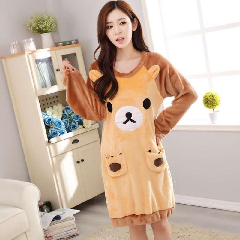 睡衣女冬法兰绒睡裙女冬加厚韩版珊瑚绒大码家居服