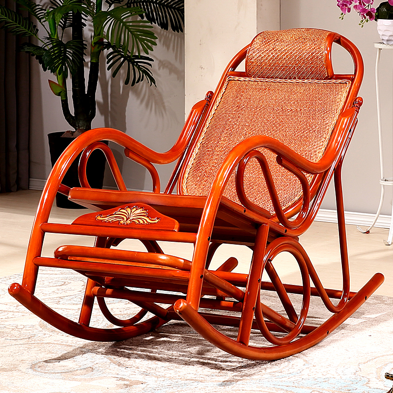 寻木匠阳台真藤摇椅藤椅藤制老人午睡椅逍遥躺椅大人休闲摇摇椅子凉椅