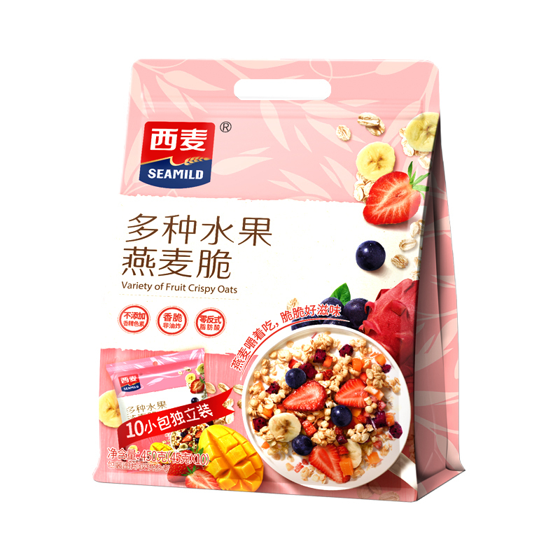 [水果燕麦]西麦多种水果燕麦脆450g*2袋装懒人速食早餐即食代餐坚果干吃燕麦零食高清大图