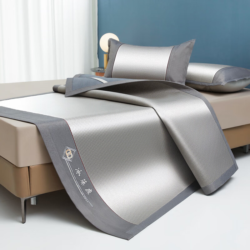 约克罗兰 夏季清凉冰藤三明治凉席三件套YKX5504 银川灰 180*200cm
