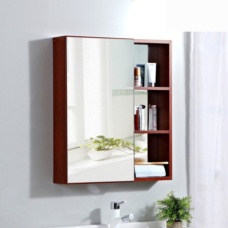 浴室镜柜挂墙式卫生间铝镜箱隐藏式浴室柜镜子带置物架图片