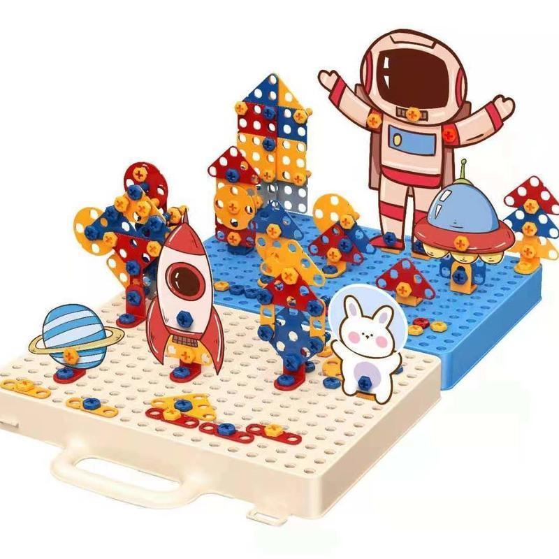 儿童益智电钻拆装螺丝钉拼盘玩具拧螺丝工具箱diy积木组拼图玩具螺丝