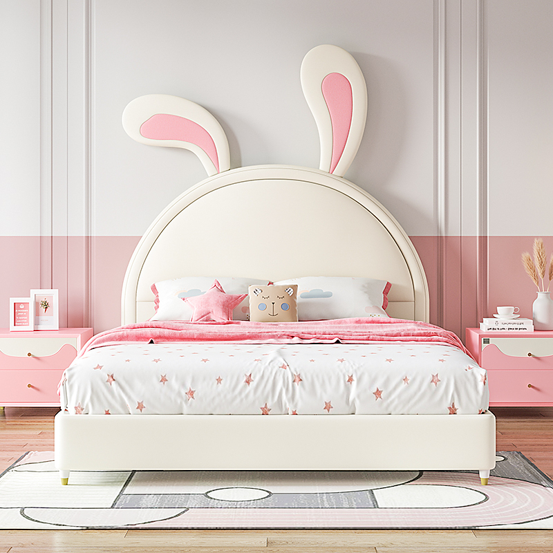 顾家家居儿童家具儿童软包床兔子粉色公主床现代简约卧室床