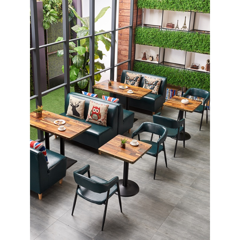 定制咖啡厅桌椅复古休闲酒吧小吃汉堡甜品奶茶店餐饮卡座沙发组合