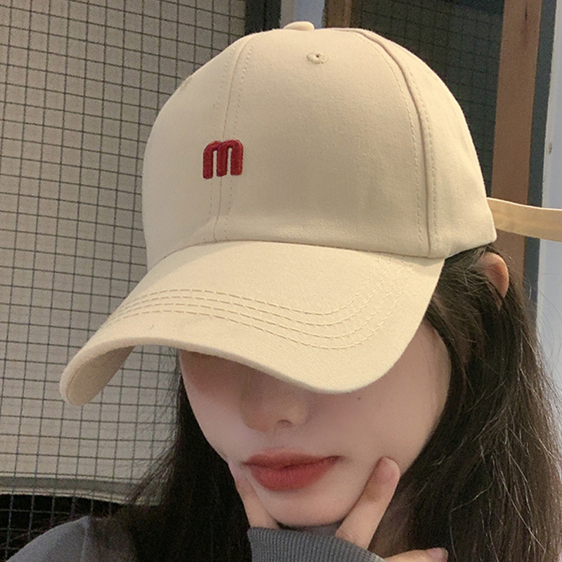 ins帽子女夏韩版潮人时尚简约M字母棒球帽男百搭弯檐遮阳帽鸭舌帽高清大图