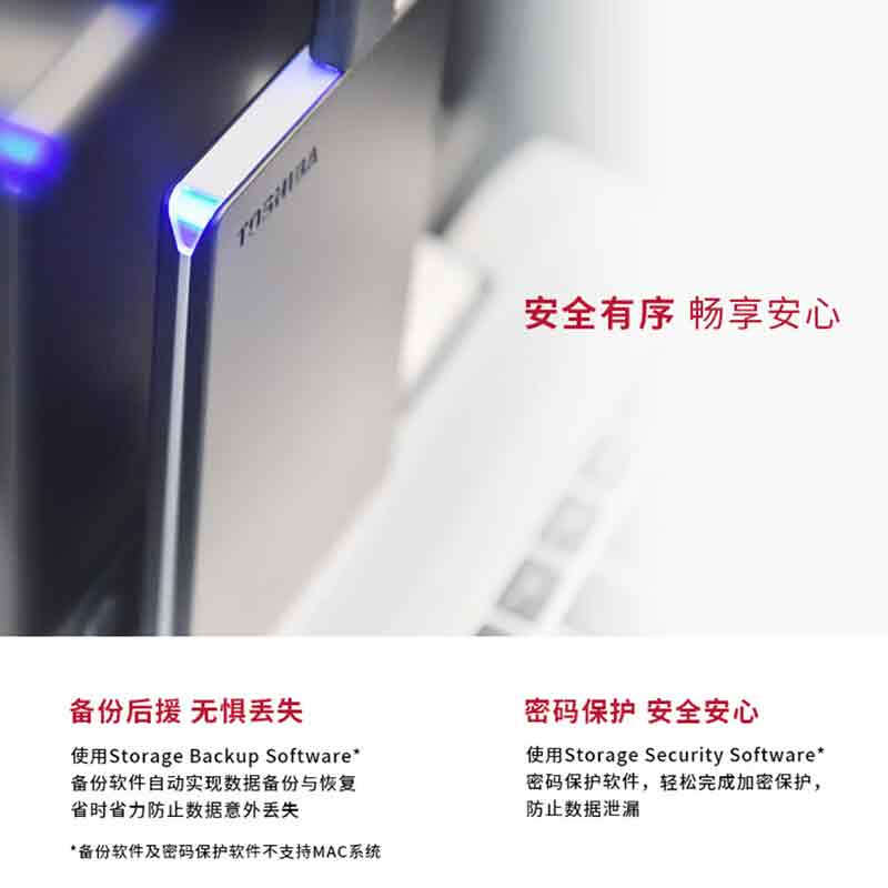 东芝(TOSHIBA)1TB 移动硬盘机械 Slim系列 USB3.2 Gen 1 2.5英寸 银色高清大图