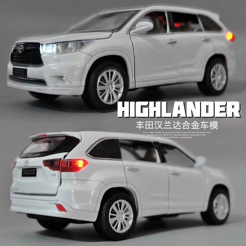 丰田汉兰达汽车模型仿真儿童合金玩具车男孩普拉多合金车模小汽车