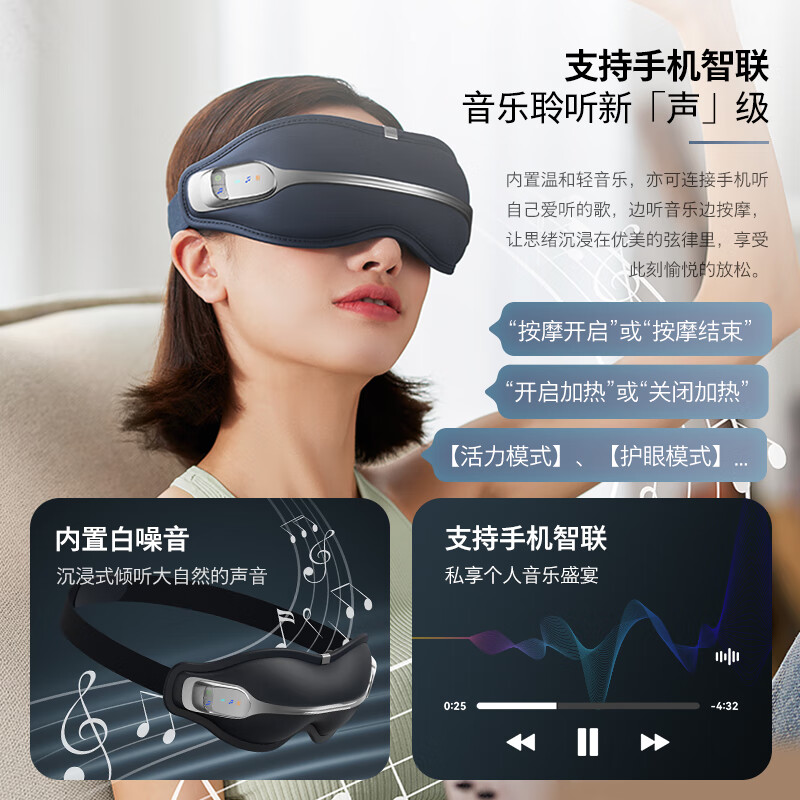 飞利浦(PHILIPS)眼部按摩仪 热敷睡眠眼罩 穴位按摩器 蓝牙护眼仪成人3103E高清大图