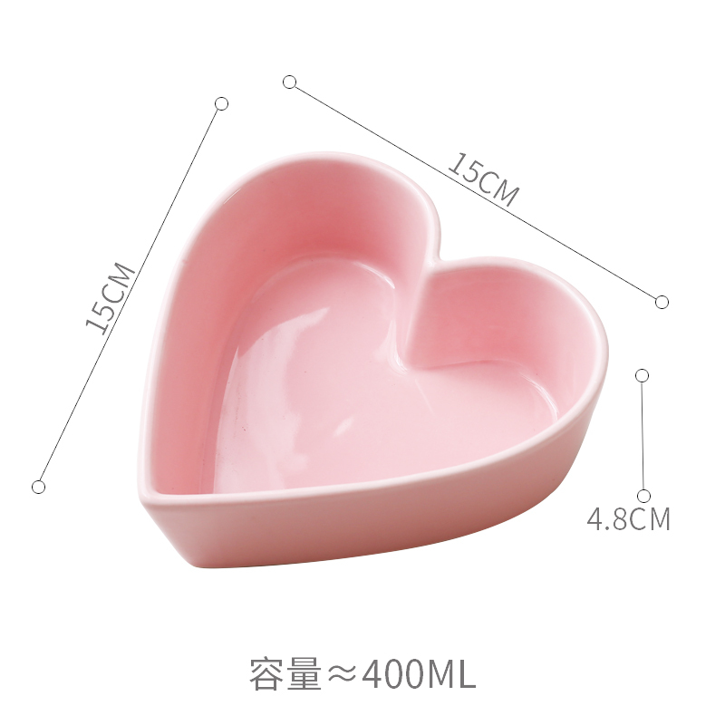 美帮汇创意陶瓷心形碗家用爱心甜品碗个性桃心烤箱碗蒸蛋碗双皮奶碗高清大图