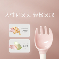 babycare宝宝学吃饭训练勺子弯头叉勺套装婴儿辅食勺弯曲儿童餐具-洛克黄