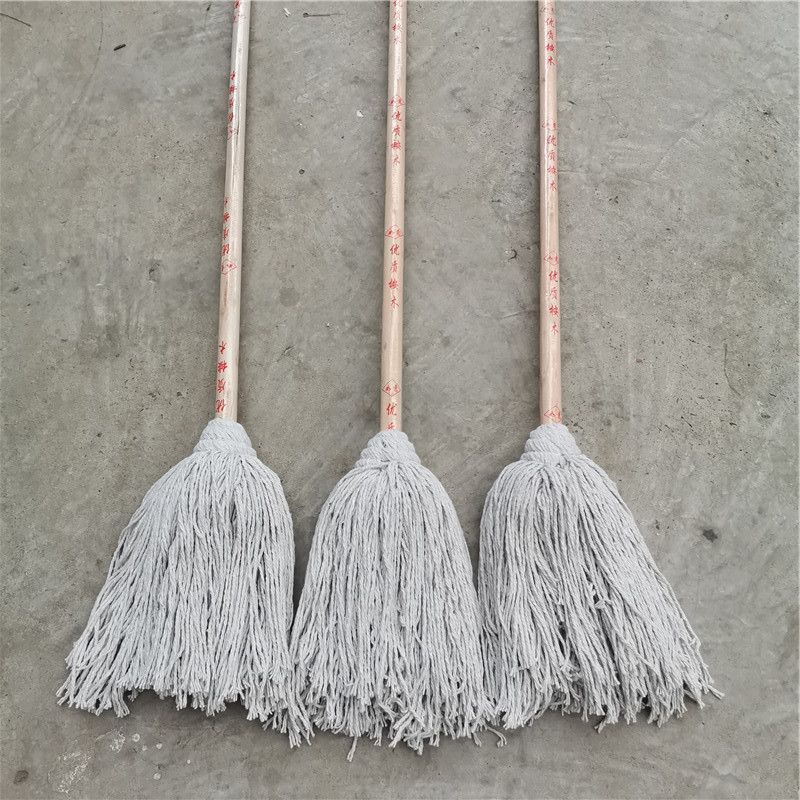 礼千初 老式家用拖把 普通吸水拧水棉线圆头木杆拖把 1个装高清大图
