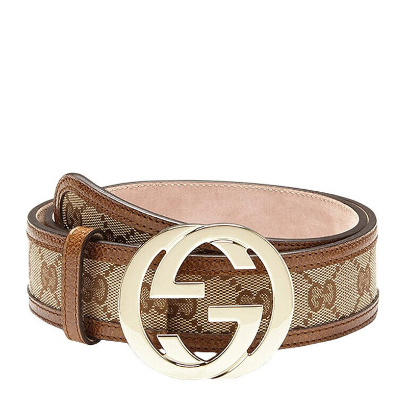 [优享]GUCCI 古驰 棕色织物配皮女士腰带 114876-KH1BG-9783 棕色 95CM